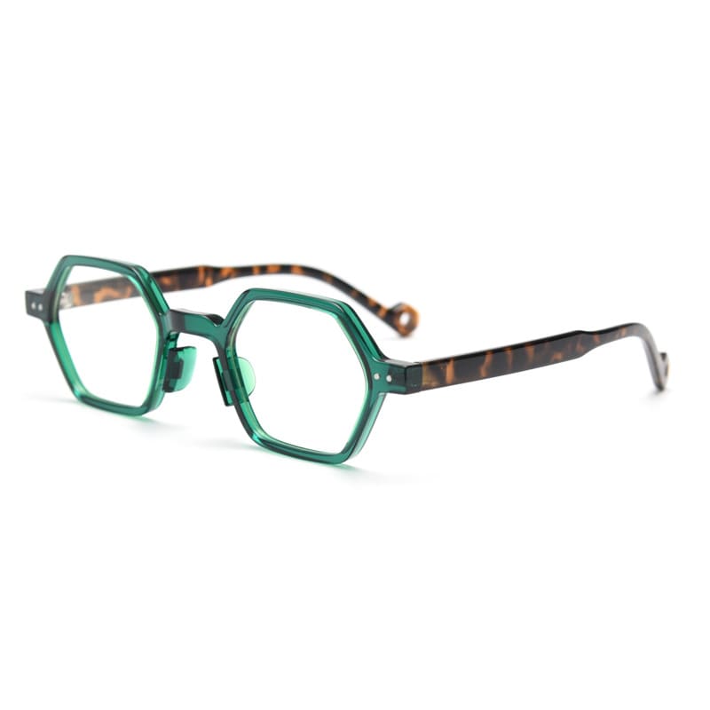 2025 Hexagonal Green Tortoiseshell Fashion Reading Glasses Frame