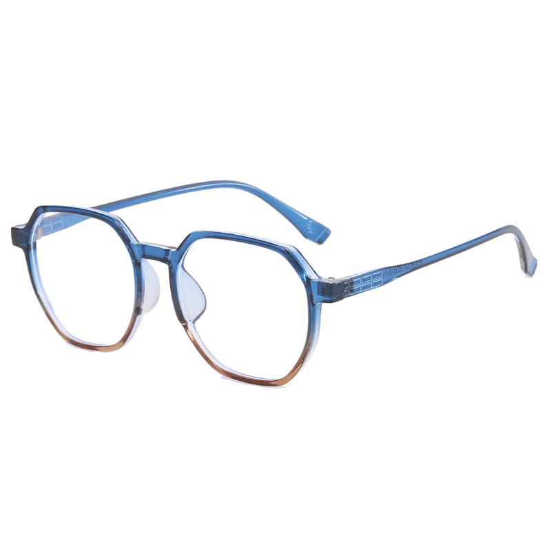2025 hexagonal blue fashion reading glasses frame
